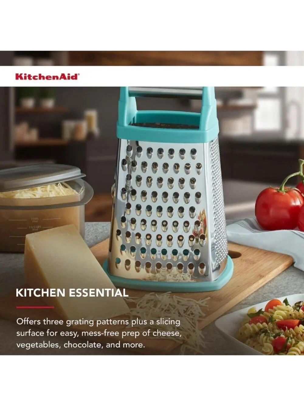 Stainless Steel 4-Sided Box Grater with Storage Container & Measurement